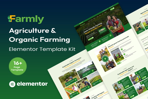 Farmly - Agriculture & Organic Farming Elementor Template Kit