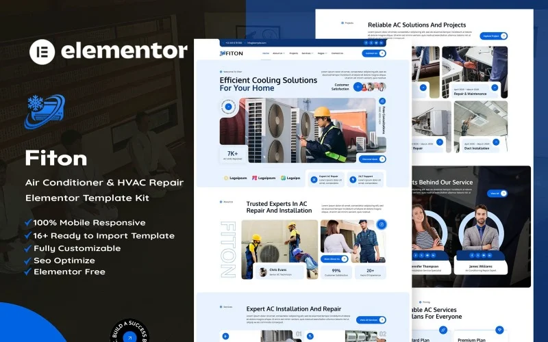 Fiton - AC Repair & Installation Services Elementor Kit