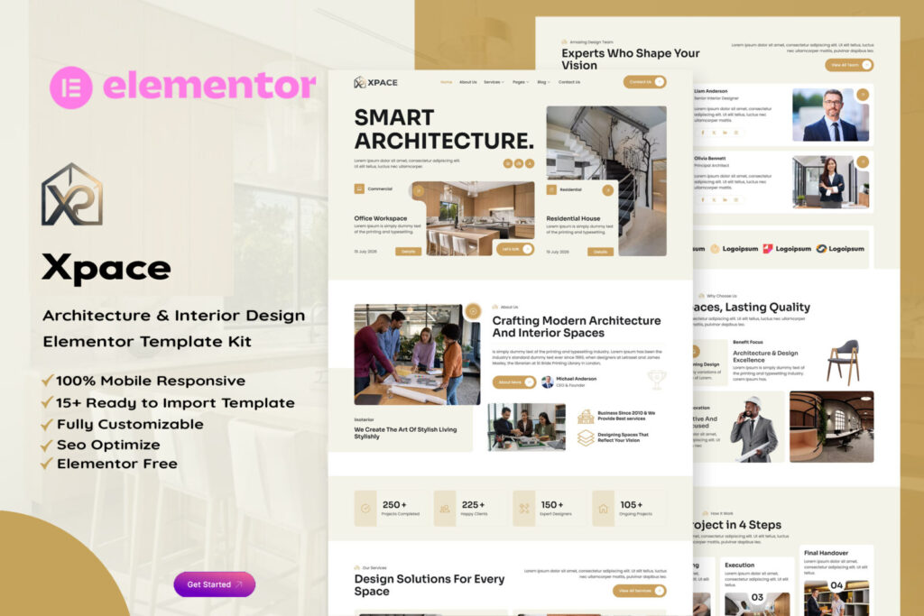Xpace - Architecture & Interior Design Elementor Template Kit